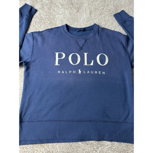 Polo Ralph Lauren Horse Logo Blue Fleece Lined SO SOFT Sweatshirt Size M - Picture 5 of 14